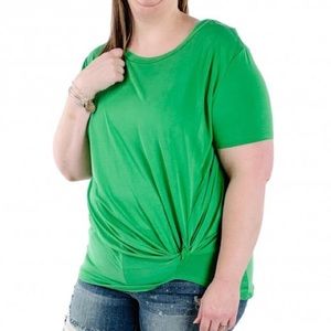 Plus Short Sleeve Top with Front Twist - 3x!